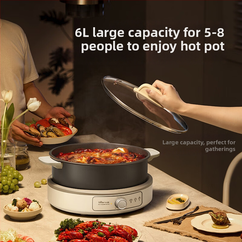 Bear elektrický hot pot pre domáce použitie, odnímateľný a umývateľný vnútorný hrniec, 1800W, vhodný pre 5–8 porcií