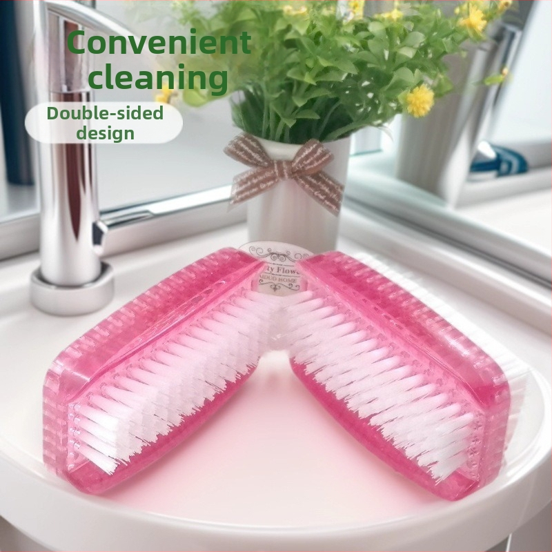 EAIMERE Perie de curățare pentru manichiură – Dublă, cu capete rotunde pentru eliminarea prafului