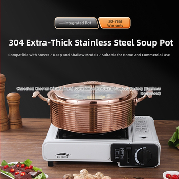 Hot pot nádoba z nerezovej ocele 304, hrubé hlboké prevedenie, dno z viacerostranného kompozitu, neelektrické, univerzálna kompatibilita, objem 2,1–4 L / 4,1–6 L / 6,1–10 L / 10 L+