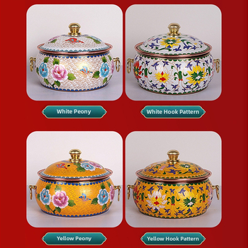 Hrubšia meďná hot pot na jednoho s emajlovým povrchom cloisonné pre samoobslužné stravovanie