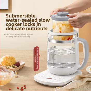 Velle Health Pot – ceainic multifuncțional pentru casă și birou, capacitate 1.5–2 L, corp din sticlă borosilicat, 220 V, 500–1000 W, termostat electronic cu control tactil, pentru 2–3 persoane