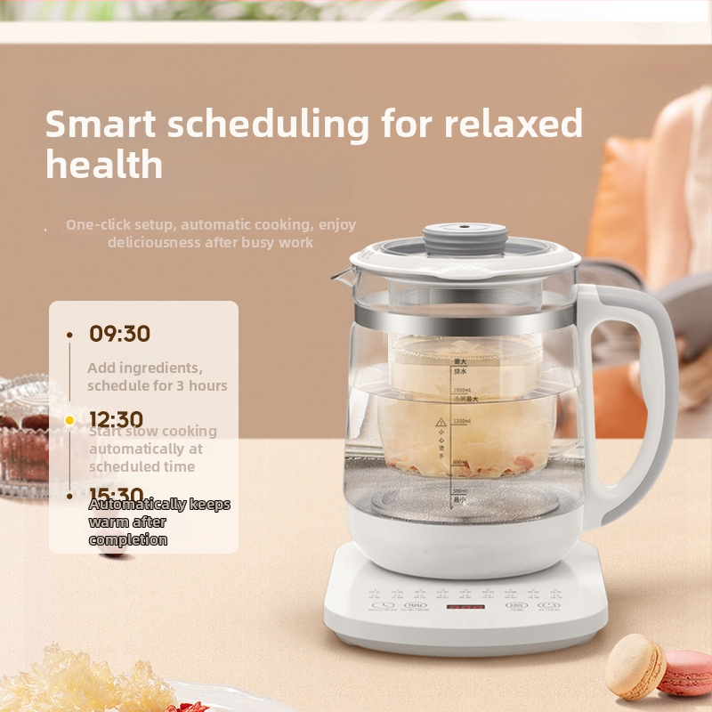 Velle Health Pot – ceainic multifuncțional pentru casă și birou, capacitate 1.5–2 L, corp din sticlă borosilicat, 220 V, 500–1000 W, termostat electronic cu control tactil, pentru 2–3 persoane