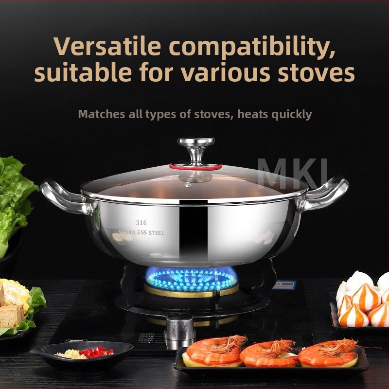 Cooking skills hrniec na polievku z 316 nerezovej ocele, s viacvrstvovým dnom a sklenenou pokrievkou, kompatibilný s univerzálnym sporákom, objem 4.1–6 L / 6.1–10 L / 10 L+