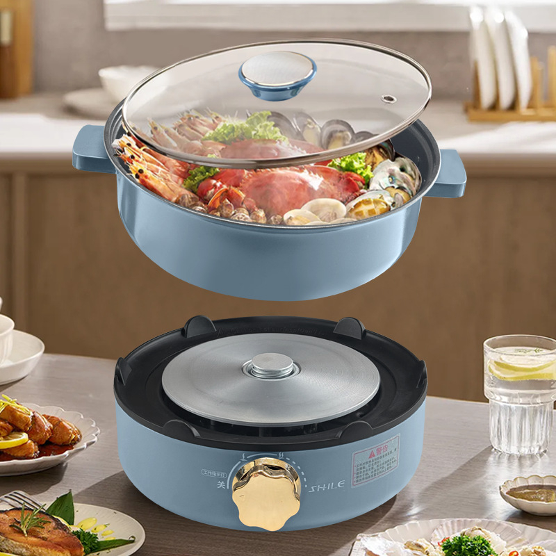 Sele Πολυλειτουργική ηλεκτρική κατσαρόλα, 1500 W και άνω, 6 L και άνω, Αλουμινίου σώμα και εσωτερικό δοχείο, Μηχανικός έλεγχος, ατμός, τηγάνισμα, βράσιμο, στιφάδο