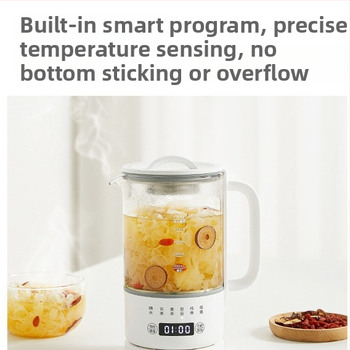 Zdravotný čajník na prípravu čaju, sklenené telo, objem 1 l, 220 V, 500 W, digitálny termostat s dotykovým ovládaním