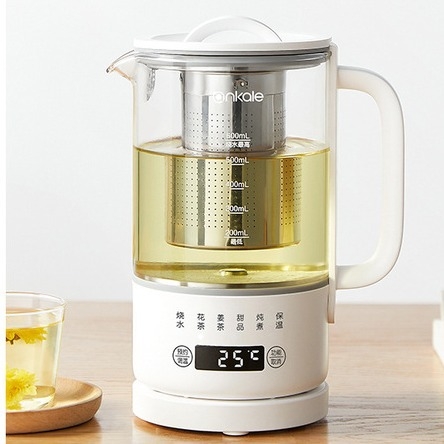 Ceainic de sănătate pentru infuzie ceai, corp din sticlă, capacitate 1 L, 220 V, 500 W, termostat digital cu control tactil