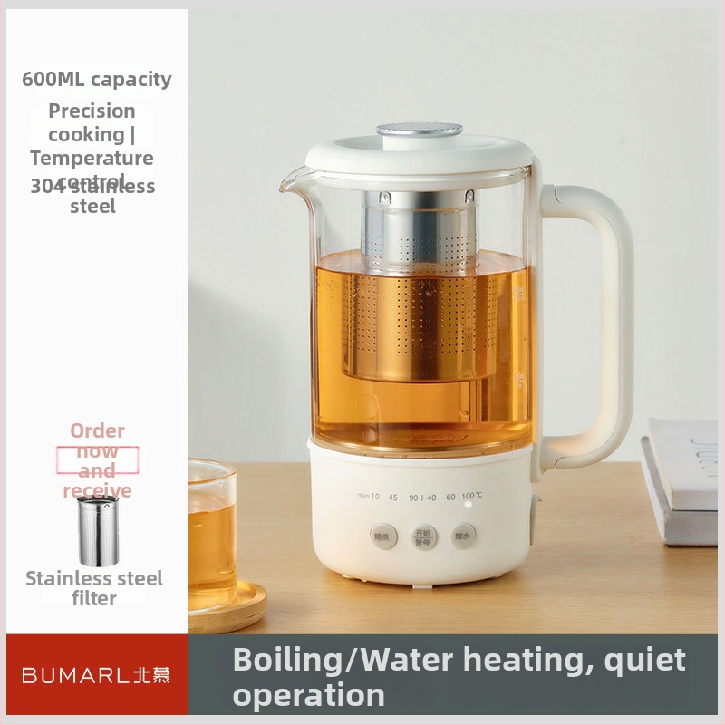 Zdravotný čajník na prípravu čaju, sklenené telo, objem 1 l, 220 V, 500 W, digitálny termostat s dotykovým ovládaním