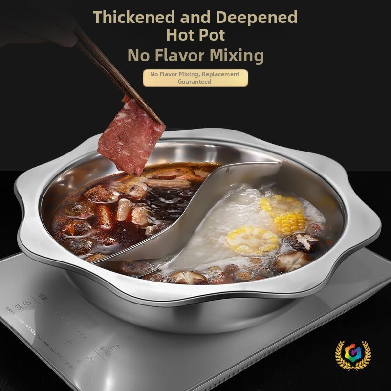 Vas Yin-Yang din oțel inoxidabil 304 pentru plită cu inducție, cu strat antiaderent, capacități 2,1–4L, 4,1–6L, 6,1–10L