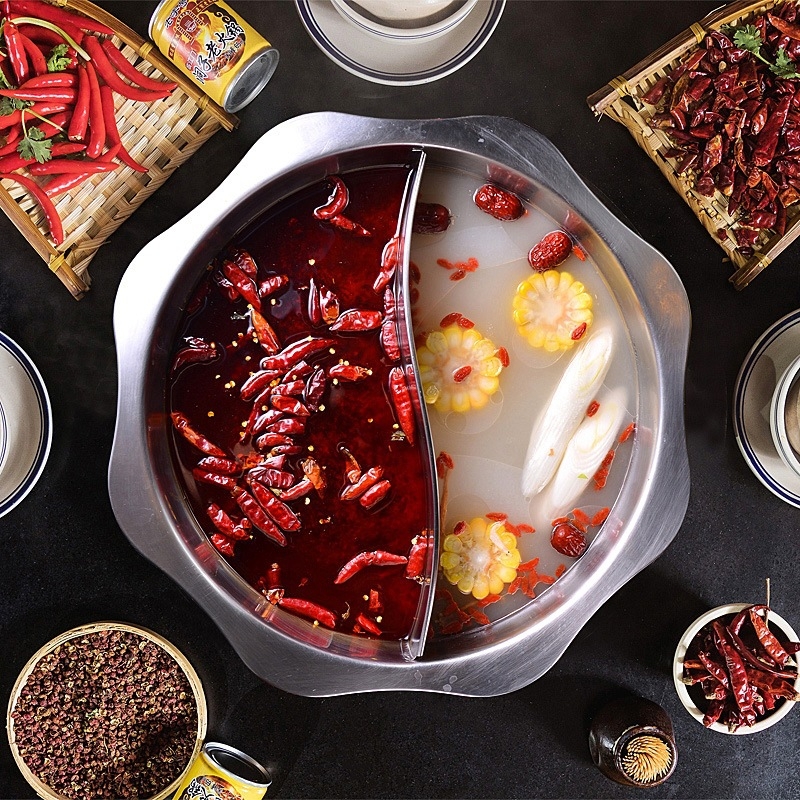 Vas Yin-Yang din oțel inoxidabil 304 pentru plită cu inducție, cu strat antiaderent, capacități 2,1–4L, 4,1–6L, 6,1–10L