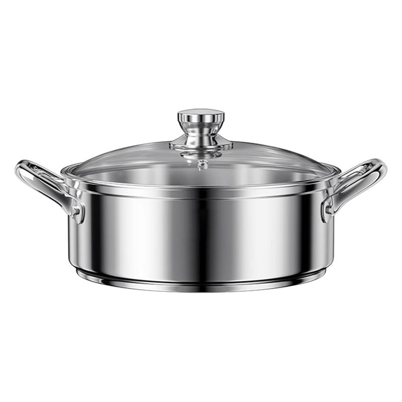 Mandarin Duck hot pot XR, 201 неръждаема стомана, съвместим с индукция, стъклен капак, едно дъно, 2.1–4 л
