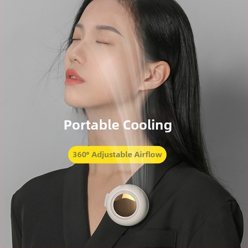 Bezlopatkový nositeľný ventilátor na krk a pás s 360° otáčaním, USB napájanie, 3 rýchlosti, vstavaná batéria 800–1000 mAh, výdrž 1–3 h