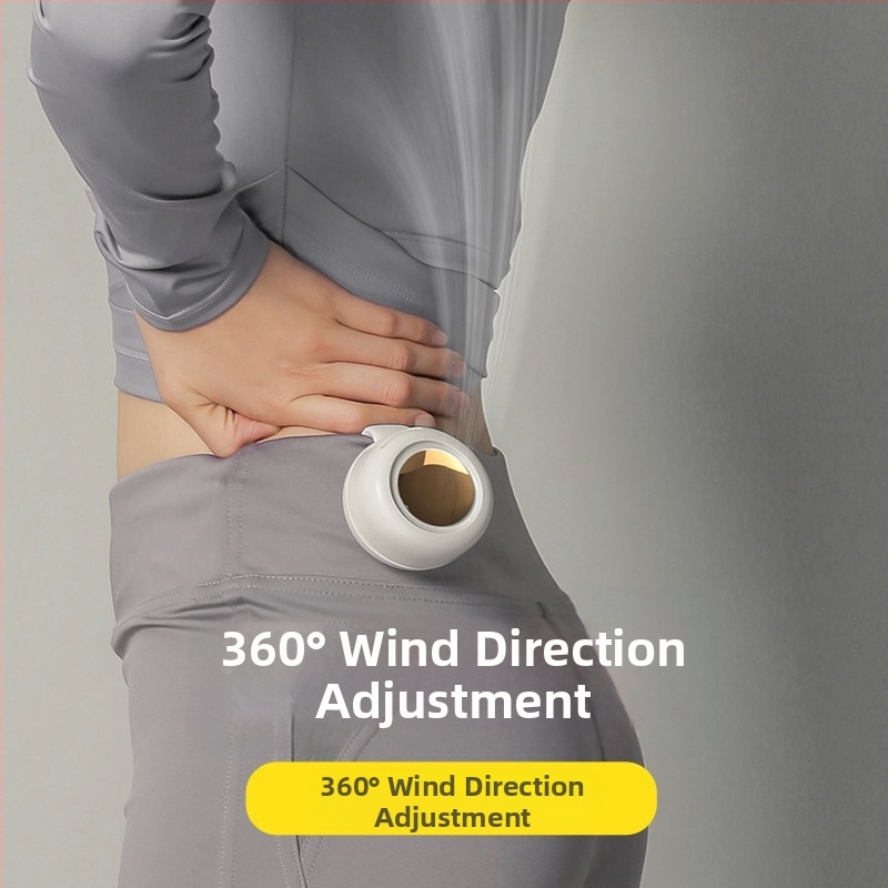 Bezlopatkový nositeľný ventilátor na krk a pás s 360° otáčaním, USB napájanie, 3 rýchlosti, vstavaná batéria 800–1000 mAh, výdrž 1–3 h