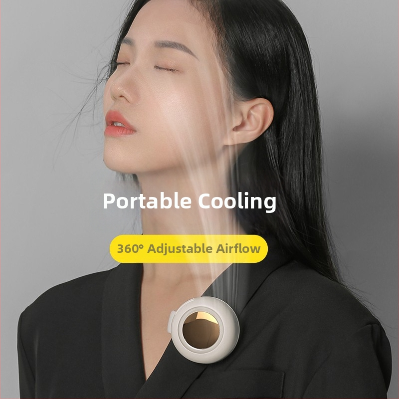 Bezlopatkový nositeľný ventilátor na krk a pás s 360° otáčaním, USB napájanie, 3 rýchlosti, vstavaná batéria 800–1000 mAh, výdrž 1–3 h