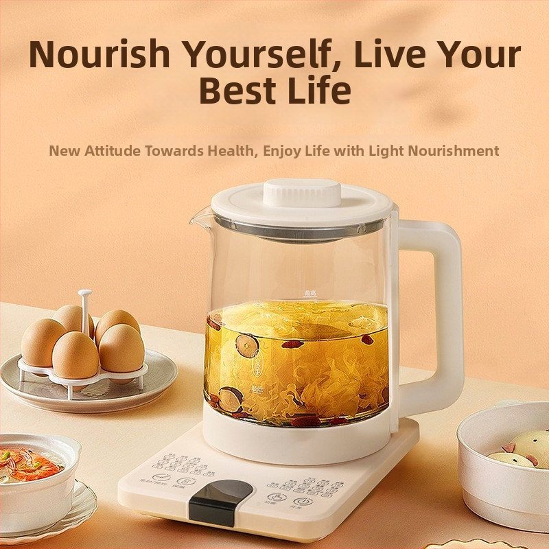 Zdravotná kanvička na lúhovanie a automatické varenie, sklenené telo a vnútorná nádrž, 1 L, 220V, 800W, dotykové ovládanie