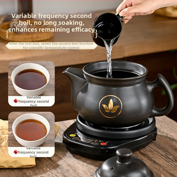 Vas electric de decoctare pentru medicina tradițională chineză, model Ldf-50b, corp din lut, recipient interior ceramic, 220V, control tactil cu microprocesor