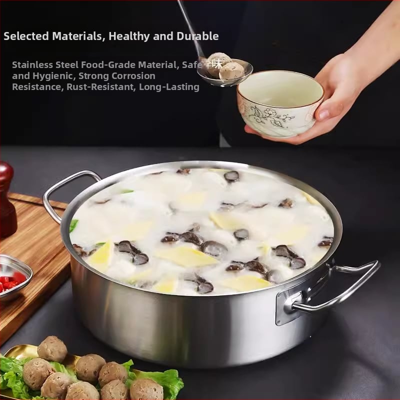 Komerijski lonac za hot pot od nehrđajućeg čelika s poklopcem, kompatibilan s indukcijom, neprijanjajući