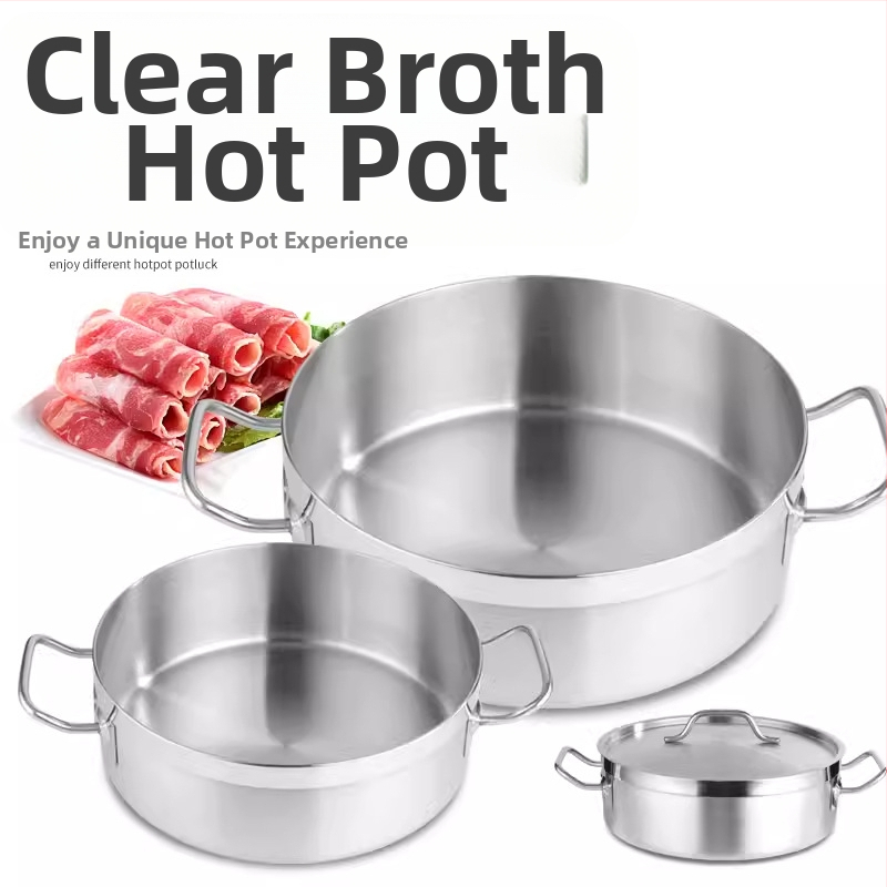 Komerijski lonac za hot pot od nehrđajućeg čelika s poklopcem, kompatibilan s indukcijom, neprijanjajući