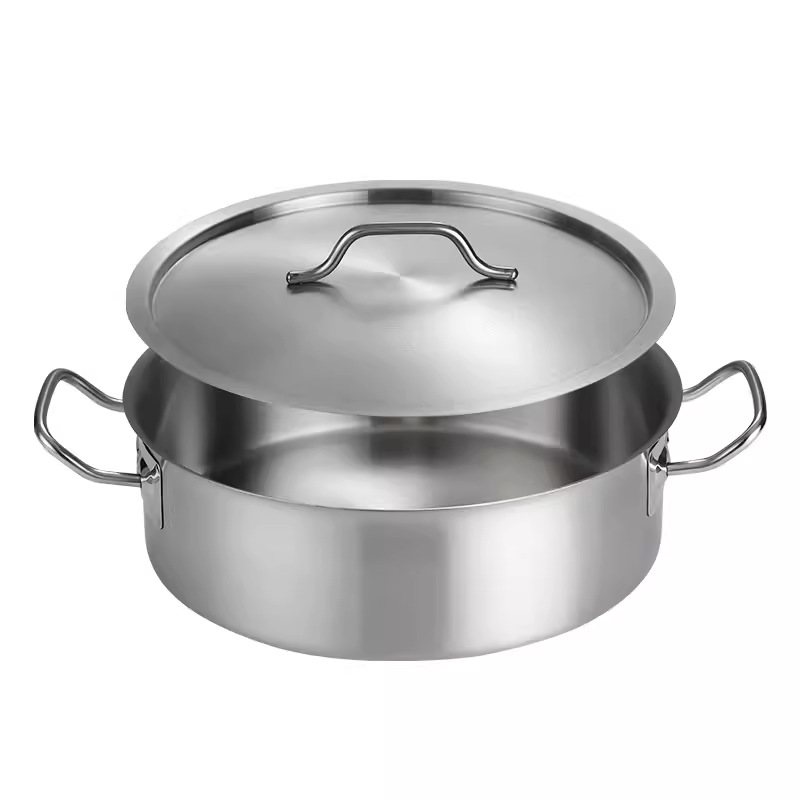 Komerijski lonac za hot pot od nehrđajućeg čelika s poklopcem, kompatibilan s indukcijom, neprijanjajući
