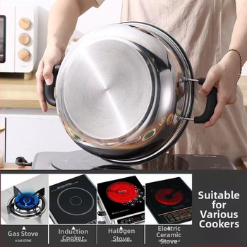 Nerezová oceľová hot pot s vekom, objem 4.1–6 L, sklenené veko, dno jednovrstvé, hmotnosť 520 g