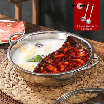 Dvojkomorový horký hrniec s viečkom, hrubozrnné nerezová oceľ 316, objem 2,1–4 l, kompatibilný s plynovým sporákom