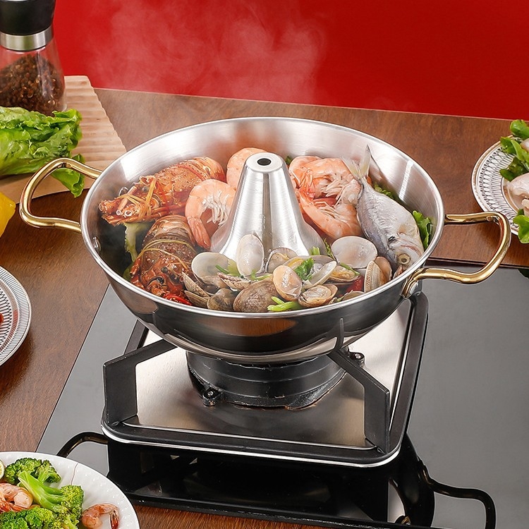 Abby’s Lonac za hot pot od nehrđajućeg čelika 304 – kompatibilan s indukcijom, bez premaza, jednostrano dno, poklopac od nehrđajućeg čelika