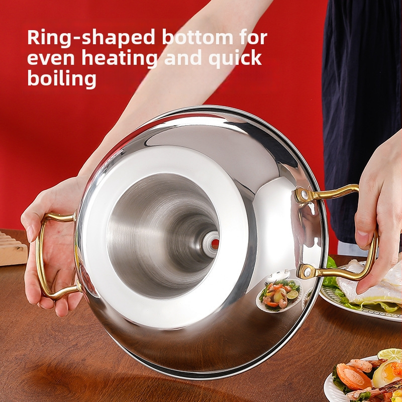 Abby's Hot Pot z nehrdzavejúcej ocele 304 – kompatibilný s indukciou, bez povlaku, jednovrstvé dno, kryt z nehrdzavejúcej ocele