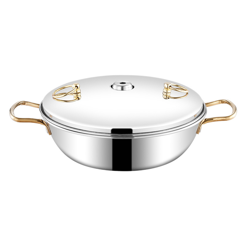 Abby’s Lonac za hot pot od nehrđajućeg čelika 304 – kompatibilan s indukcijom, bez premaza, jednostrano dno, poklopac od nehrđajućeg čelika