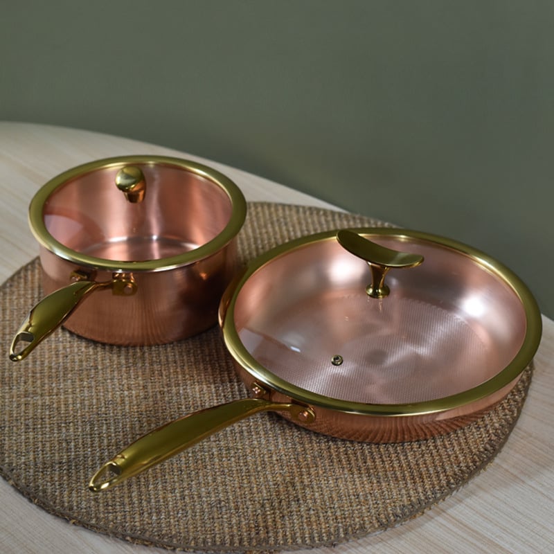 Bakreni lonac za rezance, zapadni stil, bez premaza, višeslojno dno, 2.1–4 L, Dongsheng copper art