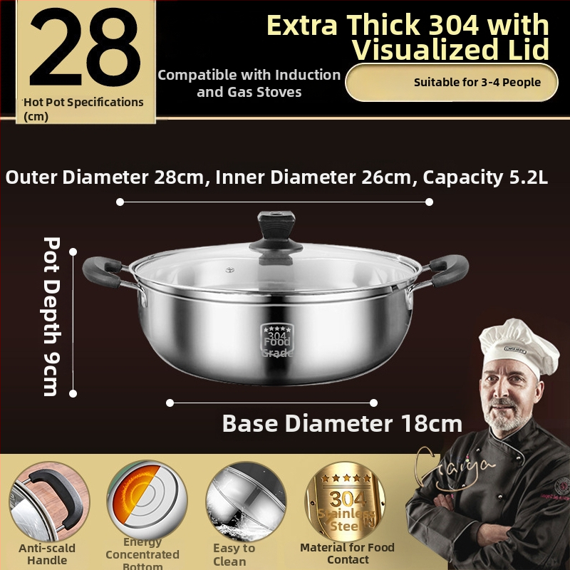 HOT POT I GRILL SET ZA ŠTEDNJAK – aluminijski lonac s višeslojnom dnom, neelektrični, model 985