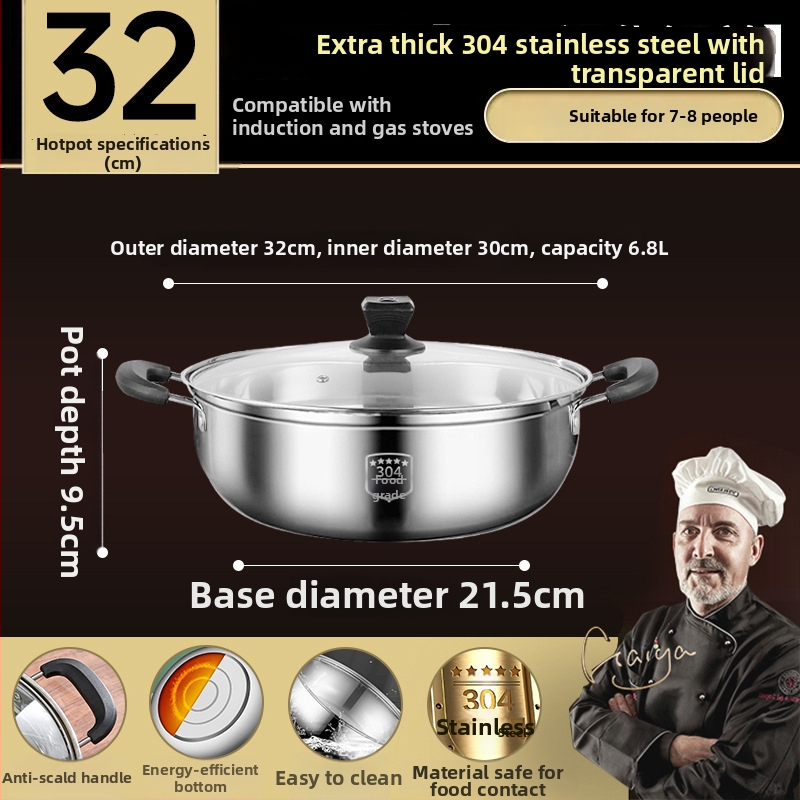 HOT POT I GRILL SET ZA ŠTEDNJAK – aluminijski lonac s višeslojnom dnom, neelektrični, model 985