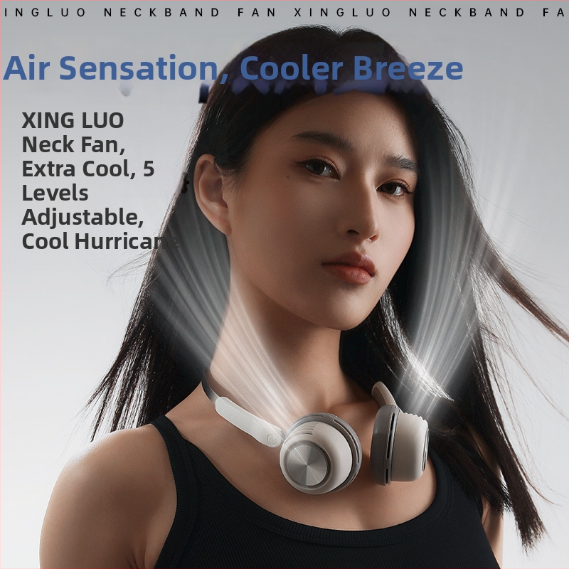 Vetrák na krk bez lopatiek, USB nabíjanie, 5V, 3,2W, 5 rýchlostí, integrovaná batéria 1200–2000 mAh