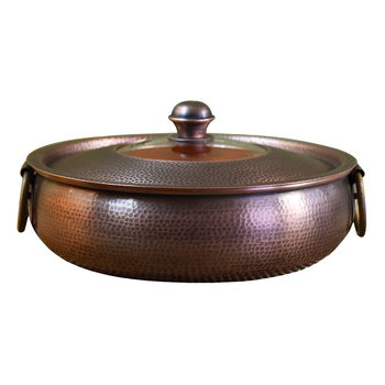 Bakrena posuda za vruću hranu s višeslojnom dnom i bakrenim poklopcem, model DSTY456, kapacitet 4.1–6 L i 2.1–4 L, kompatibilno sa svim pločama