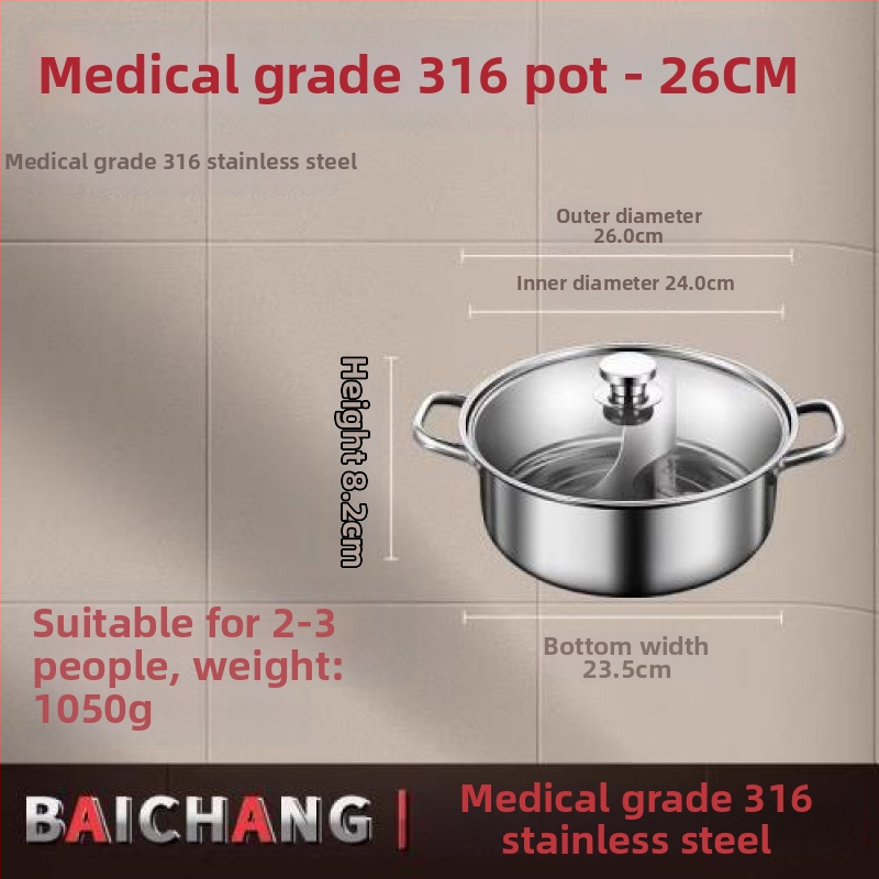 Hot Pot od 316 nerez čelika, dvostruko dno, kompatibilan s indukcijskom pločom, kapacitet iznad 10 L