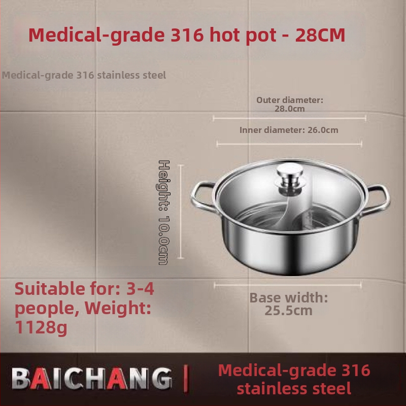Hot Pot od 316 nerez čelika, dvostruko dno, kompatibilan s indukcijskom pločom, kapacitet iznad 10 L