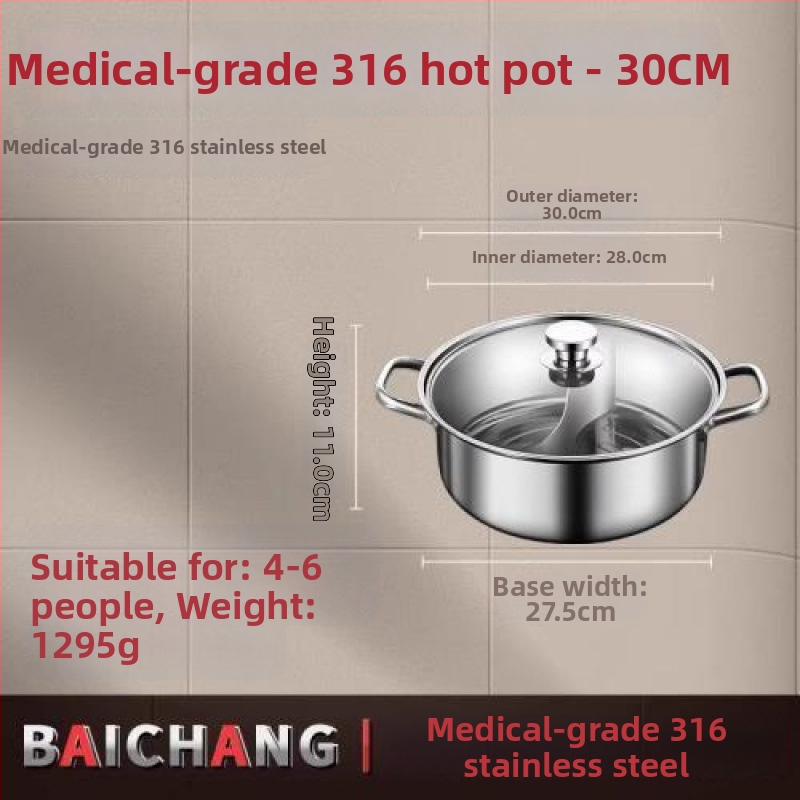 Hot Pot od 316 nerez čelika, dvostruko dno, kompatibilan s indukcijskom pločom, kapacitet iznad 10 L