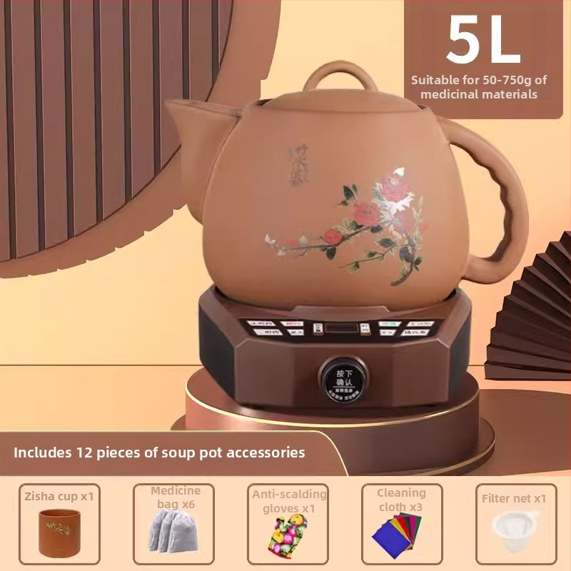 Oală de decoct pentru plante medicinale cu vas interior ceramic (Model FT-Y60HA, 4L, 220V, 300–350W)