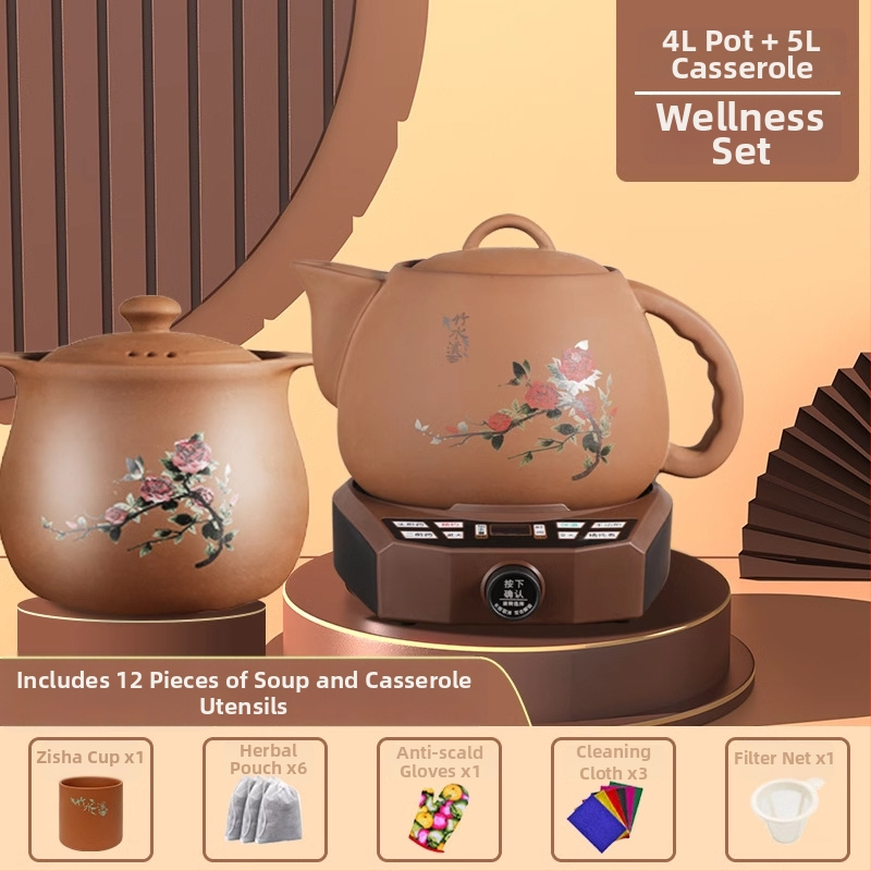 Oală de decoct pentru plante medicinale cu vas interior ceramic (Model FT-Y60HA, 4L, 220V, 300–350W)