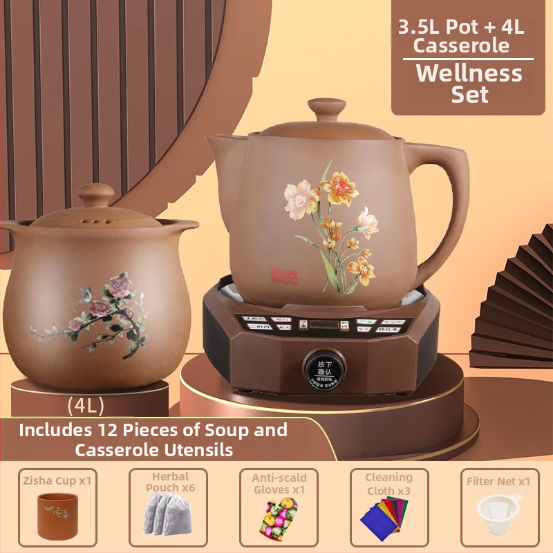 Oală de decoct pentru plante medicinale cu vas interior ceramic (Model FT-Y60HA, 4L, 220V, 300–350W)