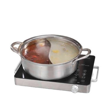 Yin-Yang lonac od 304 Nerđajućeg čelika, neprijanjajuća površina, kompatibilan s indukcijskim pločama, s poklopcem, kapacitet 2,1–4 L