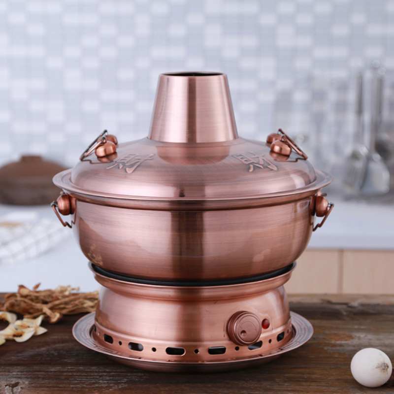 Nehrđajući čelični lonac za hot pot na ugljen, stil Starog Pekinga, kapacitet 2.1–4 L, konstrukcija od 201 nehrđajućeg čelika, dno s jednim slojem, poklopac od nehrđajućeg čelika