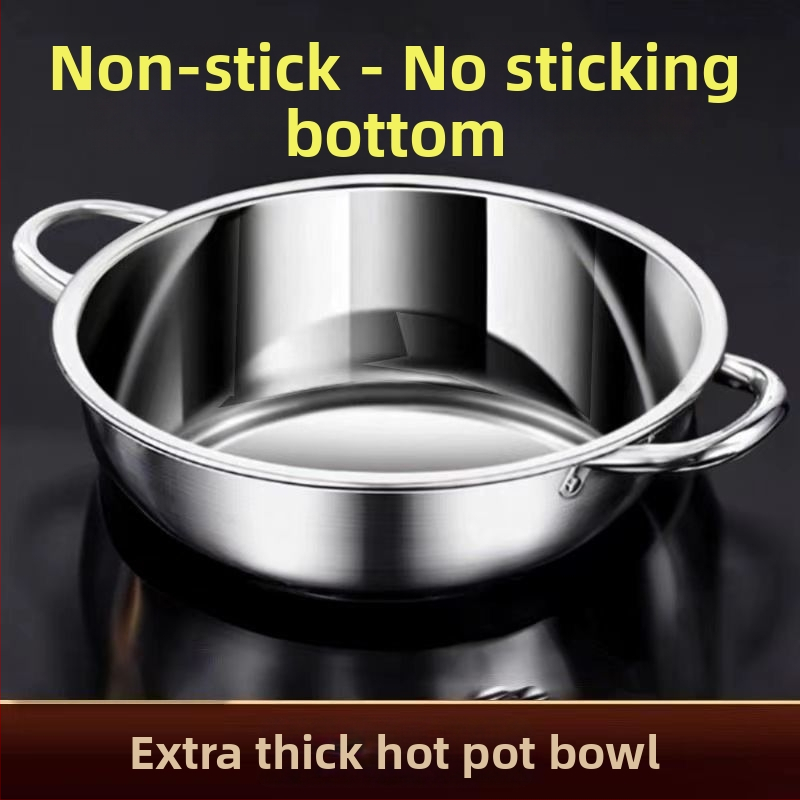 Shabu hrniec z 304 nerezovej ocele s dvomi uchami, objem 2,1–4 L, s jedným dnom, vhodný na indukčnú dosku