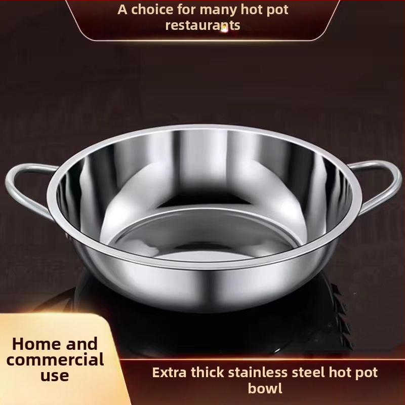 Shabu hrniec z 304 nerezovej ocele s dvomi uchami, objem 2,1–4 L, s jedným dnom, vhodný na indukčnú dosku