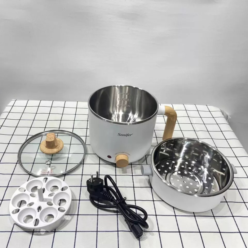 Sonifer 600W неръждаема стомана електрически готварник с контрол на температурата, капацитет 2L, бързо пара, без съд, модел SF-1506