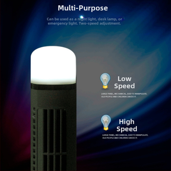 USB napájaný bezlopatkový stolný ventilátor s LED lampou na ochranu očí, prirodzený vietor, 2 rýchlosti