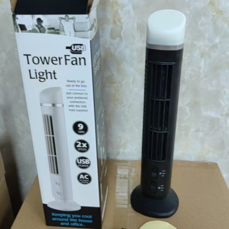 USB-τροφοδοτούμενος ανεμιστήρας γραφείου χωρίς λεπίδες με LED λαμπά προστασίας ματιών, φυσικός αέρας, 2 ταχύτητες