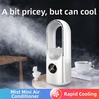 USB stolný ventilátor bez lopatiek s ochladením hmlou, 6 rýchlostí, prirodzený vietor, časovač 2-8 h, 5V 12W, hluk <36 dB, Nest Helper