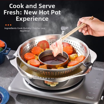 Otáčavý nastaviteľný nerezový hrniec na hot pot Mandarin Duck – 4,1–6 L, iba spodná časť, bez veka, značka TAIYANG