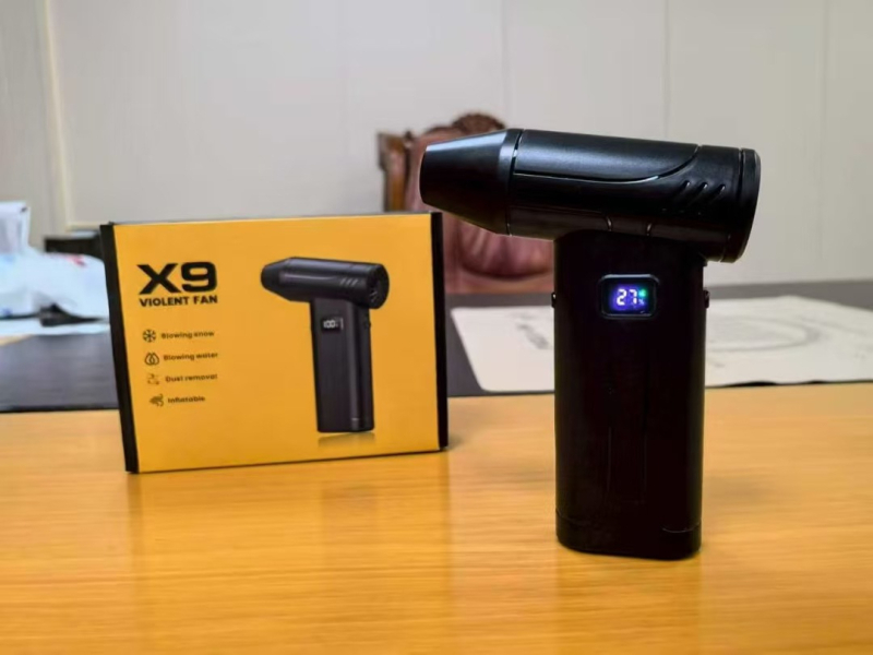 X9 USB ανεμιστήρας με ενσωματωμένη μπαταρία, τουρμπίνο ροή αέρα, 5 ταχύτητες, 2000–4000 mAh, 1–3 ώρες λειτουργίας, θόρυβος 60–70 dB