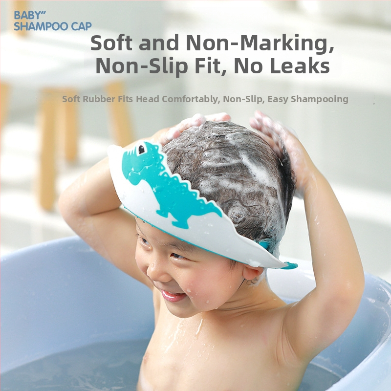 Dinosaurová šampónová čiapka pre deti – ochrana očí a uší, vodotesná, plastová | Značka: Happy Blue Whale