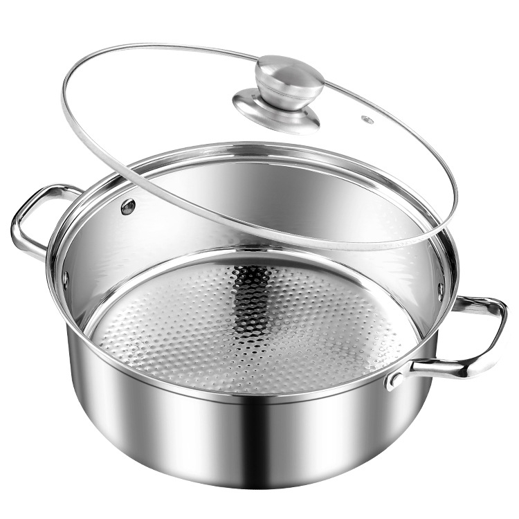 Lonac od nehrđajućeg čelika za vruću pot s dvostrukim odjeljcima Mandarin duck, Model BR, staklena kapica, višeslojno dno, kapacitet 2.1-4 L i 4.1-6 L